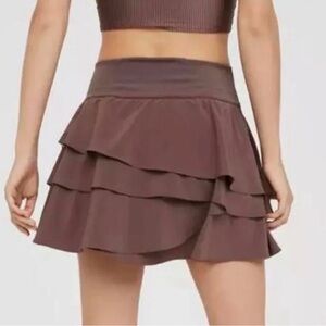 Elegant Brown Layered Skater Skirt